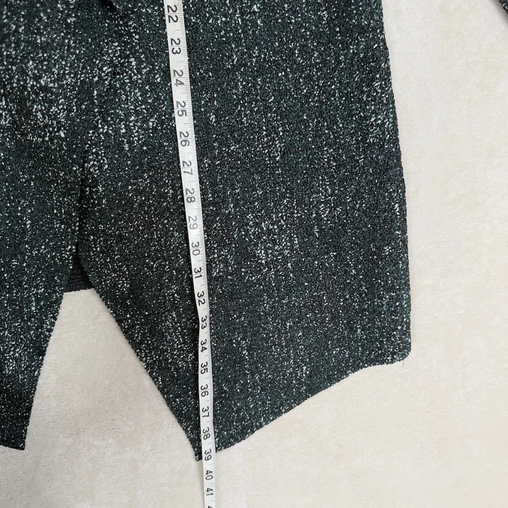 Chico's Womens size‎ 2 Crinkle Speckled Open Front Crushed Green Cardigan